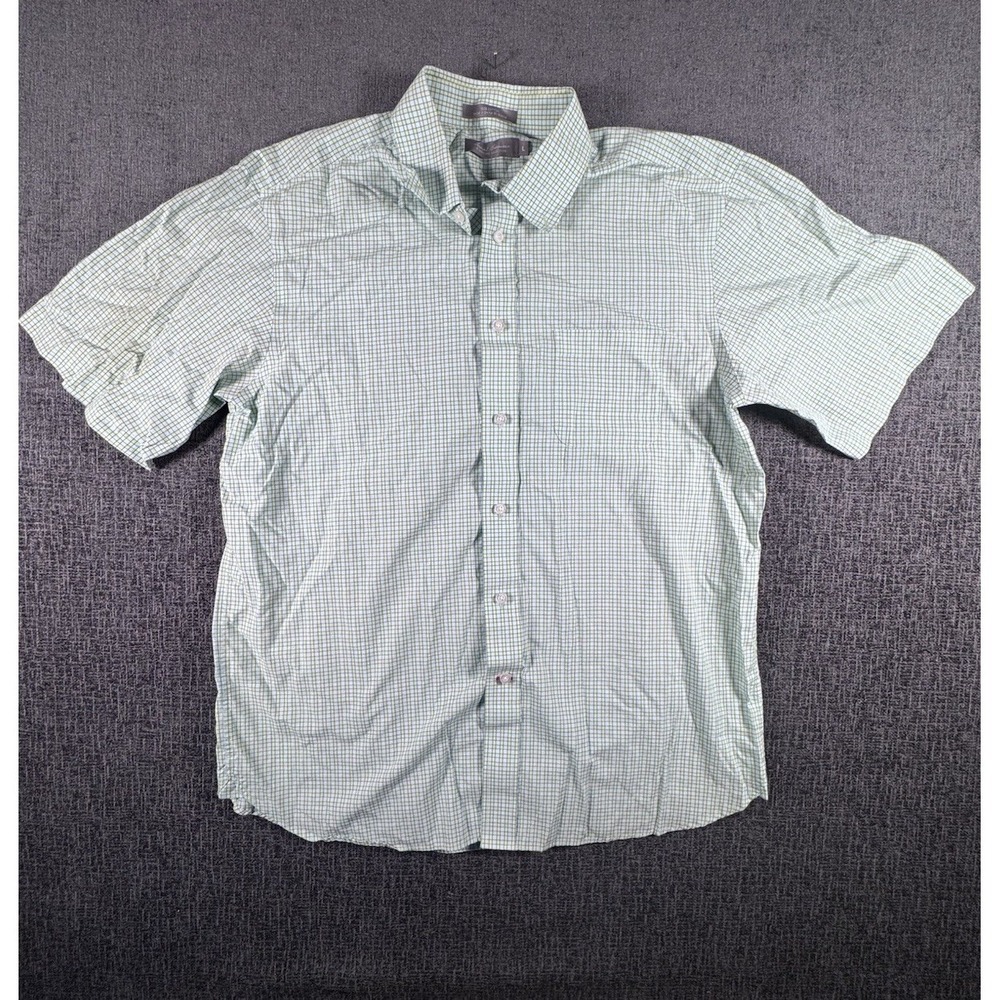 Daniel Cremieux Button Down Shirt Mens‎ L Green Plaid Short Sleeve Preppy
